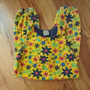 Frugi Yellow Corduroy Floral Mushroom Dungarees Red Blue 18-24 months